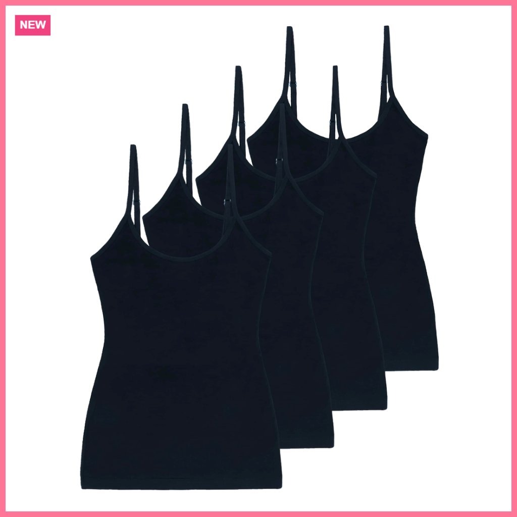 Cotton Slim-Fit Camisoles Adjustable Spaghetti Strap Tops 4-Pack